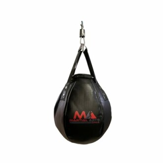 Black speed bag for boxing or martial arts training.