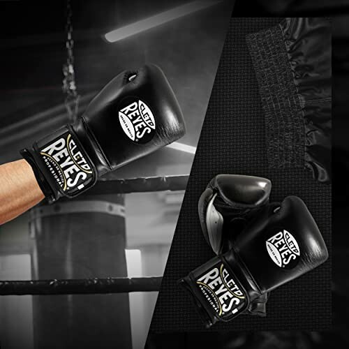 Cleto Reyes black boxing gloves in a gym setting