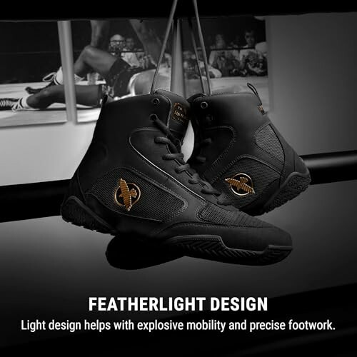 Featherlight boxing shoes with light design for mobility and footwork.