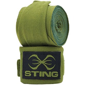 Green boxing hand wraps with Sting logo.