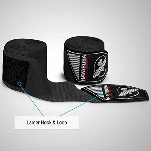 Black Hayabusa hand wraps with hook and loop closure.