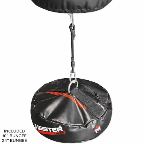 Heavy bag base anchor with bungee cords