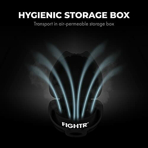 Hygienic storage box with air-permeable design and FIGHTR branding.