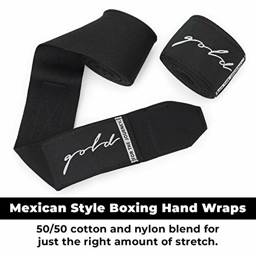 Black Mexican style boxing hand wraps with branding.