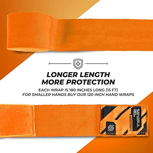 Orange boxing hand wraps with longer length for better protection, 180 inches long.