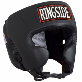 Black Ringside boxing headgear with logo