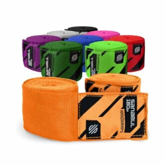 Colorful Sanabul hand wraps in various colors including orange, green, and purple.