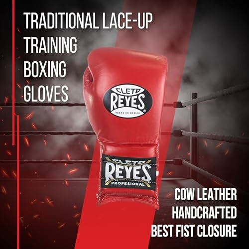 Red Cleto Reyes traditional lace-up training boxing gloves.