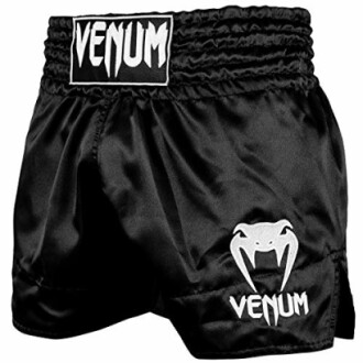 Black Venum boxing shorts with logo